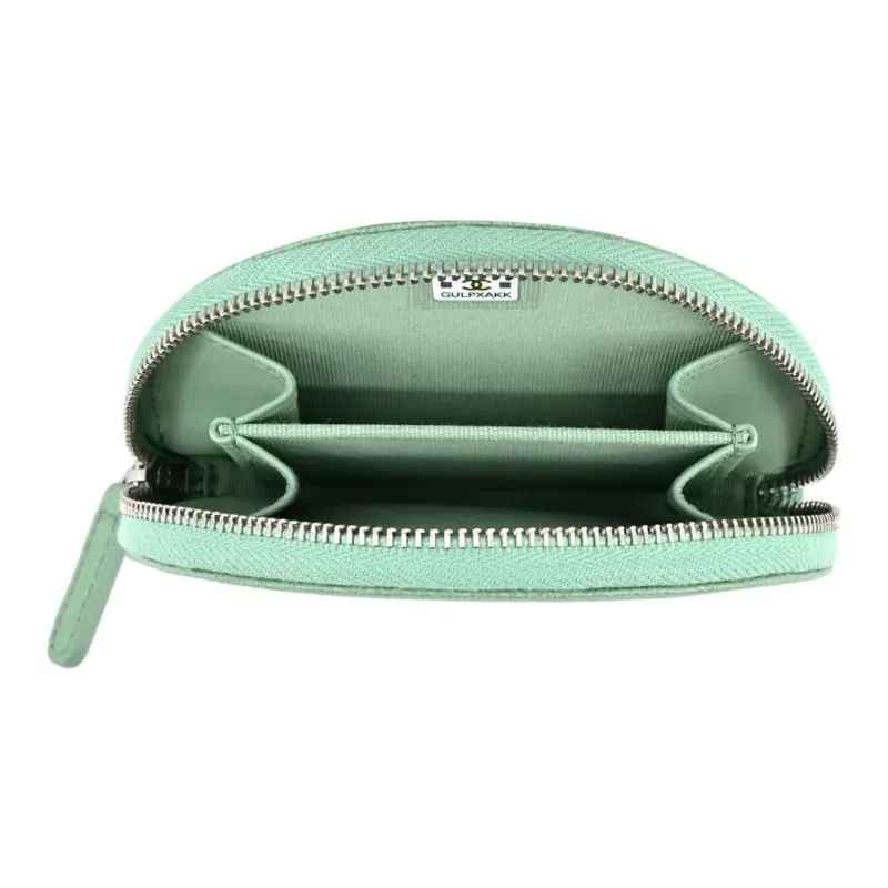CHANEL Caviar Calfskin Coin Purse Women's Green-3