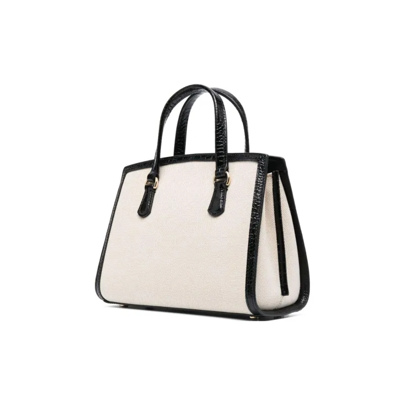 MICHAEL KORS Chantal Calfskin Messenger Bag, One Shoulder Crossbody Clutch Trumpets Women's Beige & White & Black-2