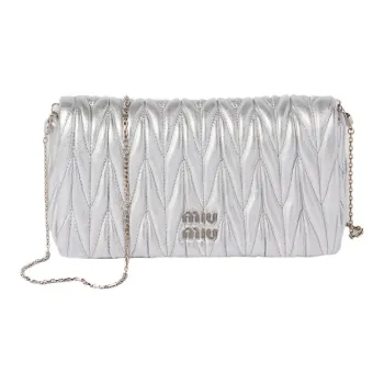 MIU MIU Matelassé Nappa Leather Crossbody Bag, Shoulder Bag Mini Women's Silver