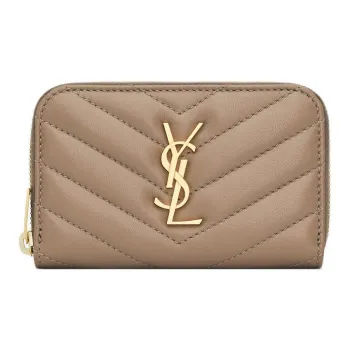 SAINT LAURENT CASSANDRE Lambskin Wallet Women's Dust Gray