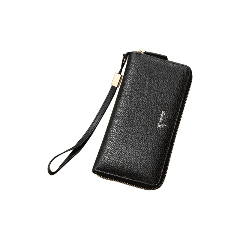 AUGTARLION Cow Leather Clutch Coin Purse Handbag Regular Women's Black/Red-3