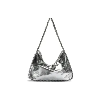 ROBERTA DI CAMERINO Synthetic Leather Soft Bucket Bag Chain Shoulder Bag Crossbody Bag Large Size Women's Silver