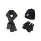 Knit Scarf+Navy Blue Knitted Hat+Black Glove