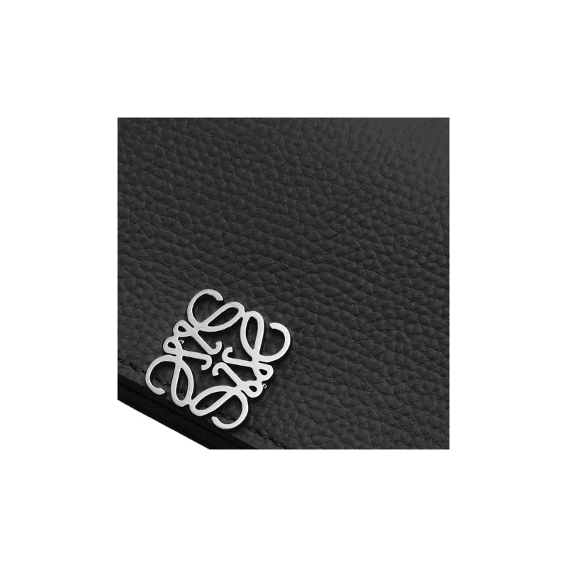LOEWE Anagram Pebble Texture Cow Leather Business Card Holder Women's Black-4