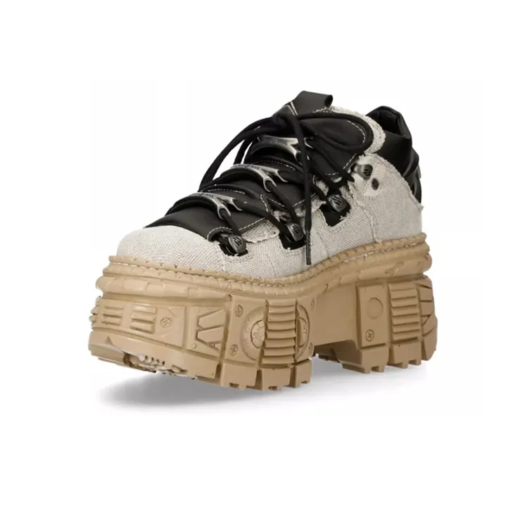 NEW ROCK Low Top Casual Shoes Unisex White Black-2