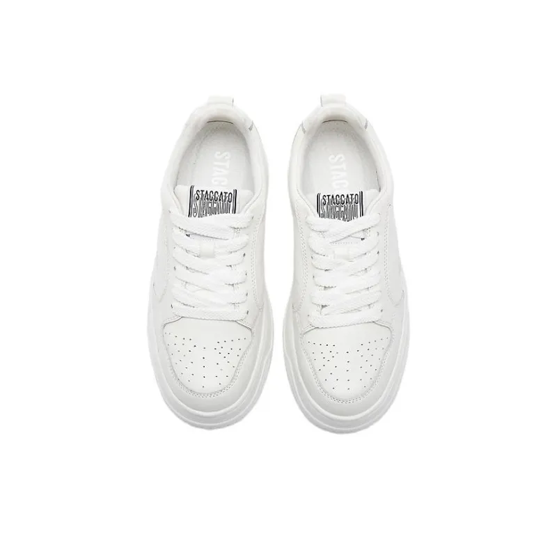 Staccato Low Top Versatile Abrasion Resistant Preppy Style Skateboard Shoes Women's White-3