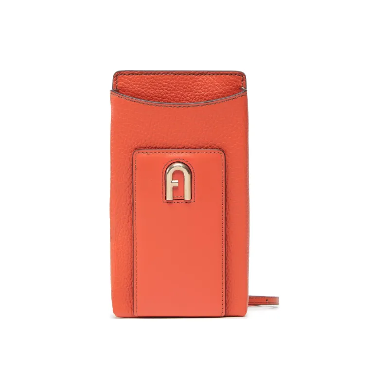 Furla Leather One Shoulder Crossbody Cell Phone Pouch Women's Orange-0