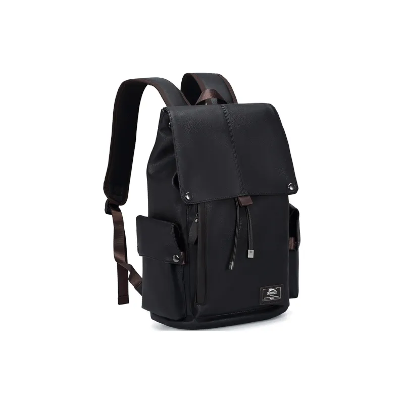 Slazenger PVC Soft Leather Backpack Unisex Cool Black-2