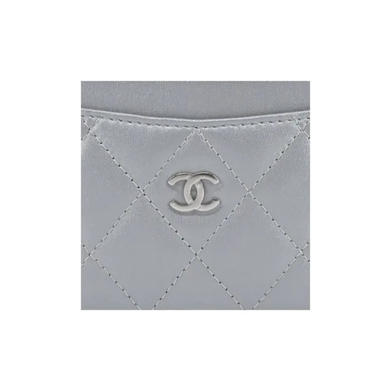 CHANEL Classic Card Holder Silver AP0213-4