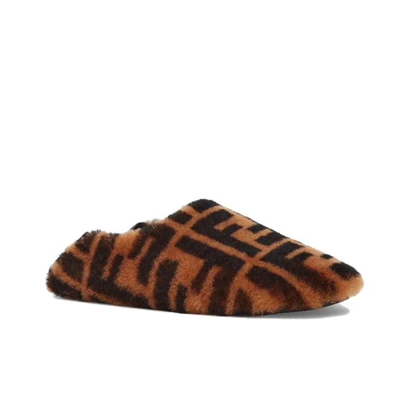 FENDI Shearling Slipper 'FF Logo - Brown'-2