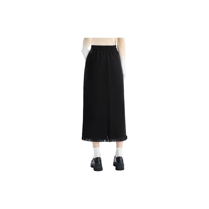 SMEN Casual Long Skirts Women's Black-1