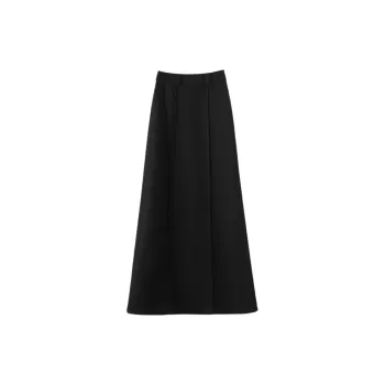 Late White Casual Long Skirts Women's Black