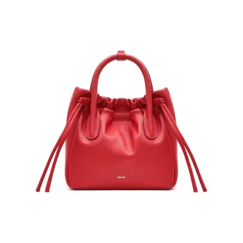 MUVA Cow Leather Versatile Genuine Leather Drawstring Shoulder Bag Crossbody Bag Medium Size Women's