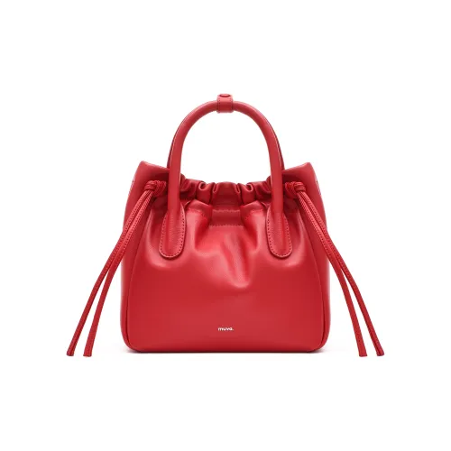 MUVA Cow Leather Versatile Genuine Leather Drawstring Shoulder Bag Crossbody Bag Medium Size Women's