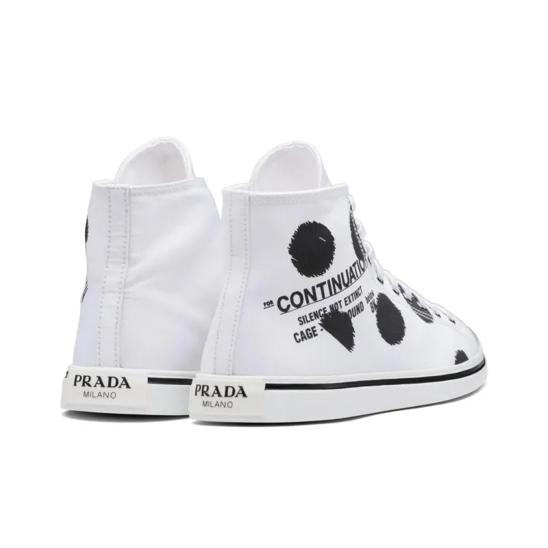 PRADA High Top Stylish Skateboarding Shoes Women's White Black-3