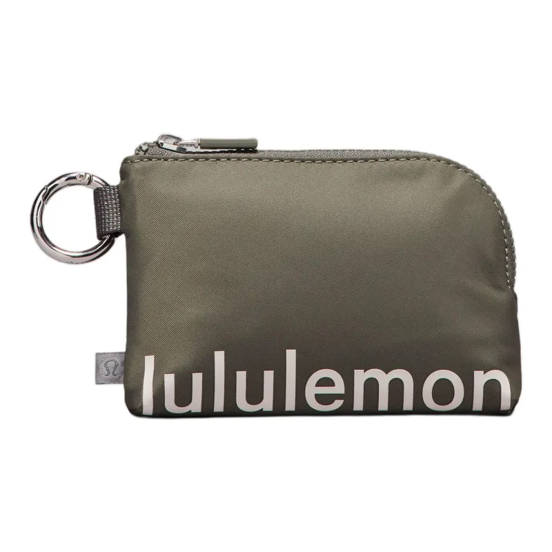 Lululemon Water-Resistant Fabric Card Holder Regular Women's Gray Sage Green With White Opal-0