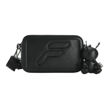 FILA FUSION Polyurethane Shoulder Bag Crossbody Bag Extra Small Unisex Pitch Black
