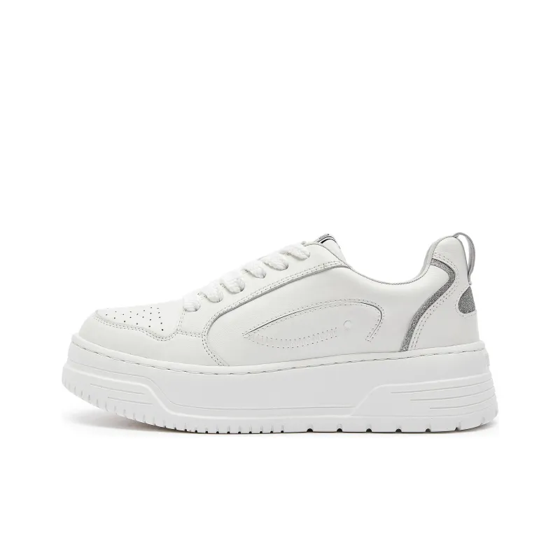 Staccato Low Top Versatile Abrasion Resistant Preppy Style Skateboard Shoes Women's White-0