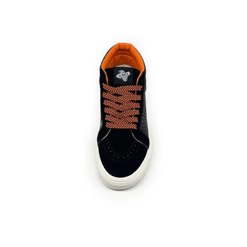 VXDT Wear Resistant Slip Resistant High Top Skateboard Shoes Unisex Black Orange-3
