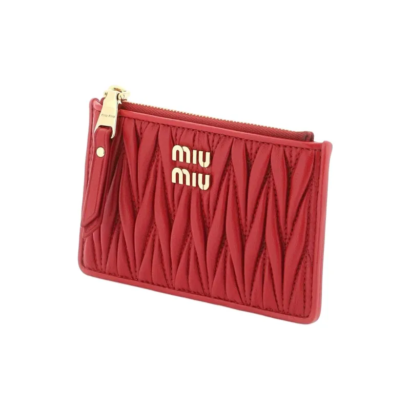 MIU MIU Matelassé Leather Wallet Women's Red-1