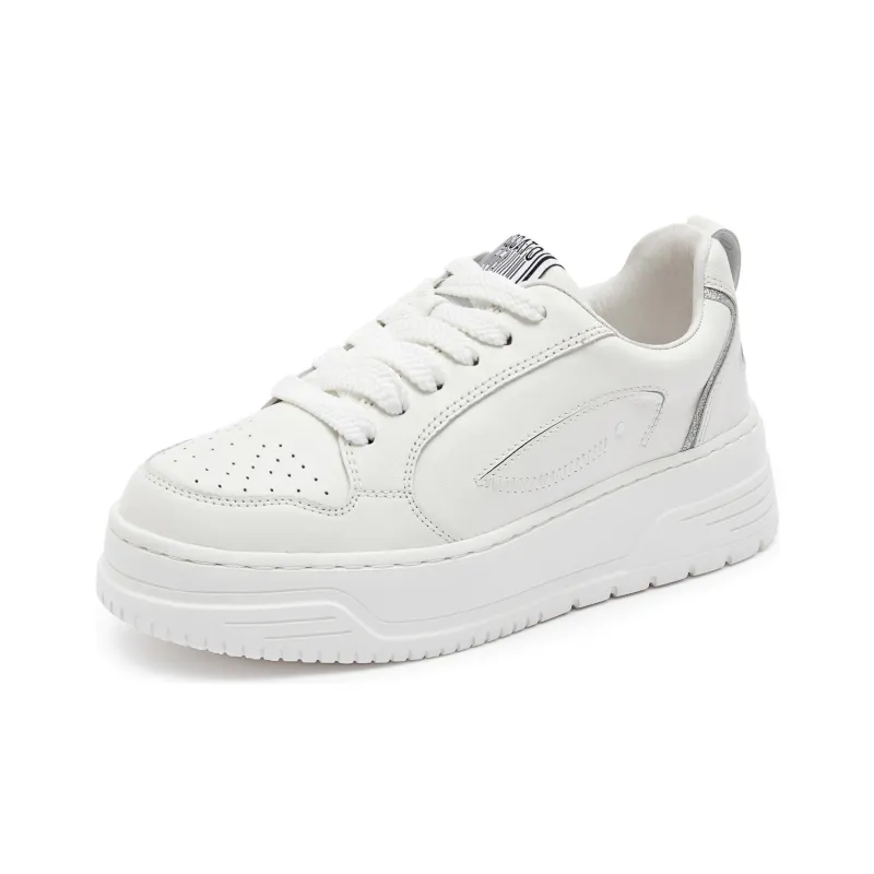 Staccato Low Top Versatile Abrasion Resistant Preppy Style Skateboard Shoes Women's White-1