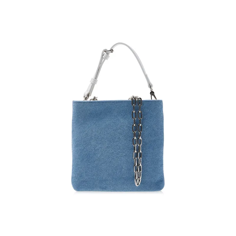 Vivienne Westwood Pure Leather With Canvas Portable One Shoulder Canvas Bag Crossbody Bag Unisex Light Blue-2