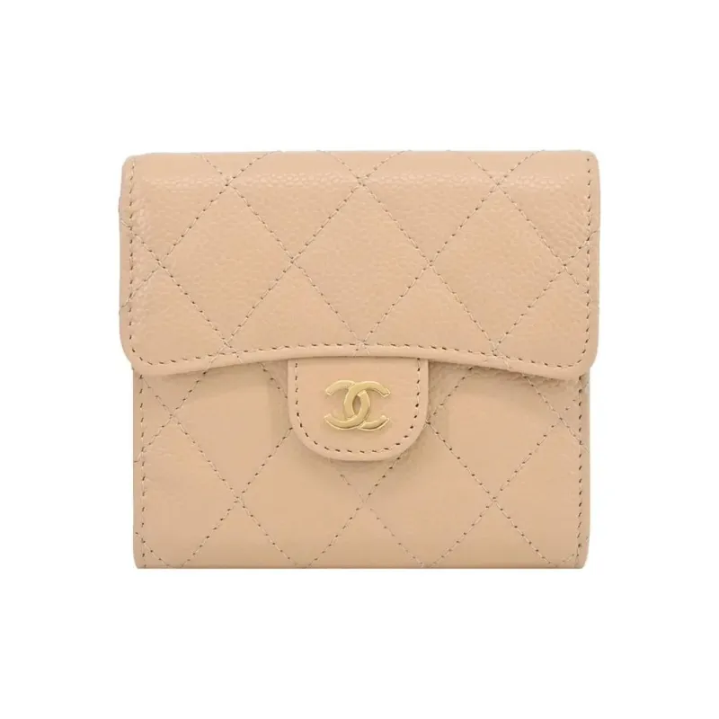 CHANEL Calfskin Wallet Women's Beige-0