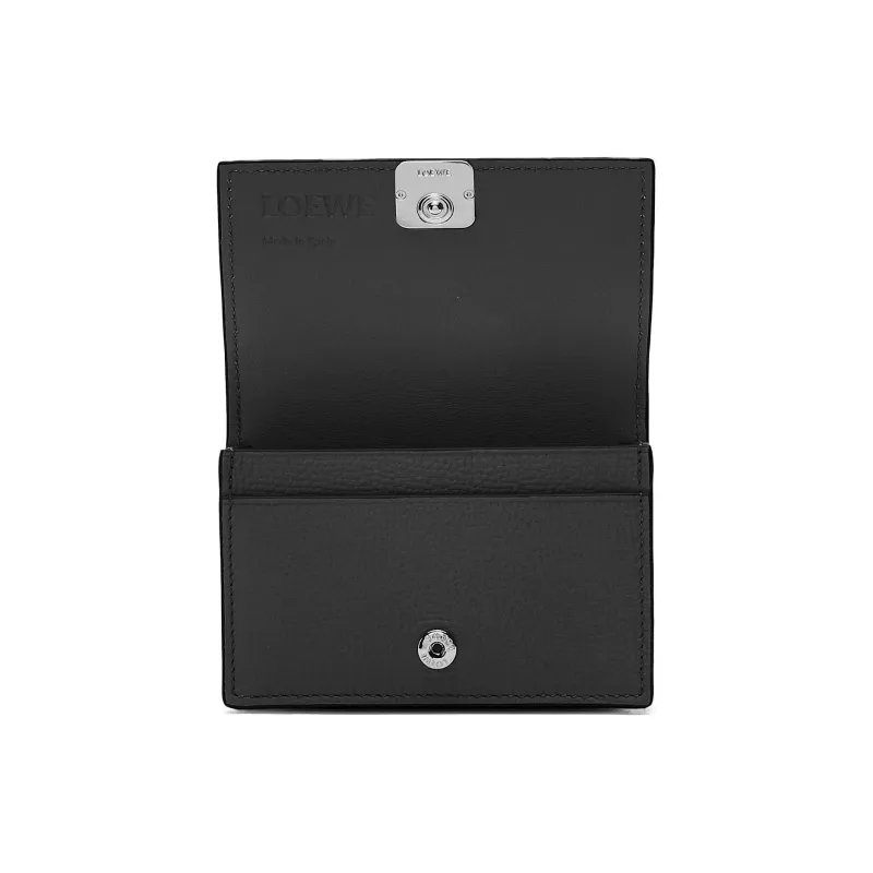LOEWE Anagram Pebble Texture Cow Leather Business Card Holder Women's Black-3