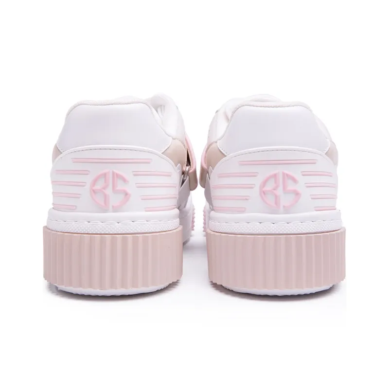 BLOCCO5 Mars Shoe Buckle Edition Low Top Skateboard Shoes Women's Pink White-2