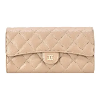 CHANEL Grain Caviar Calfskin Wallet Women's Dark Pink