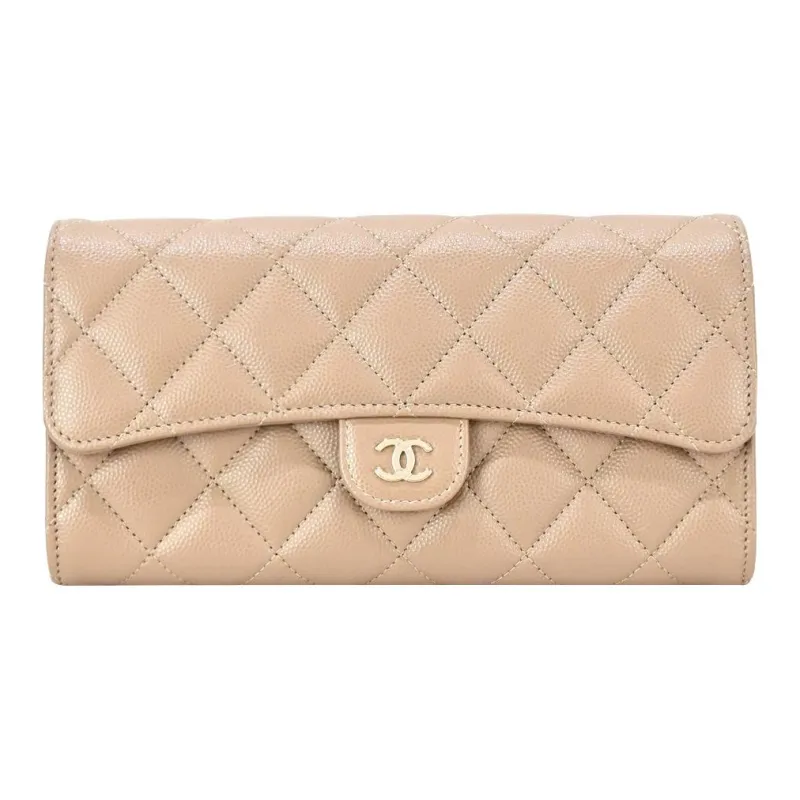 CHANEL Grain Caviar Calfskin Wallet Women's Dark Pink-0