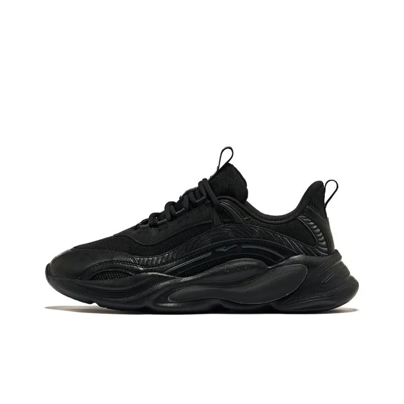 Erke Weiyang Cushioning Wear Resistant Low Top Casual Shoes Men's Black Gray Color-0