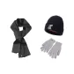 Knit Scarf+Navy Blue Knitted Hat+Gray Glove