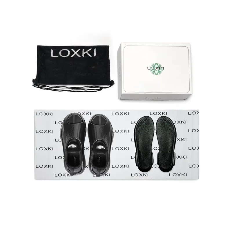 LOXKI Low Top Casual Shoes Unisex Black-5