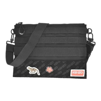 KENZO Nylon Envelope Bag, One Shoulder Crossbody, Clutch Large Size Men's Black