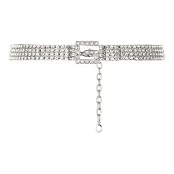GUCCI Metal Crystal Necklaces Women's Silver