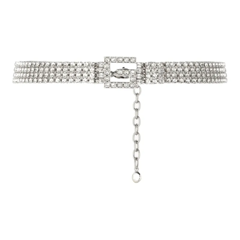 GUCCI Metal Crystal Necklaces Women's Silver-0