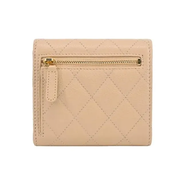 CHANEL Calfskin Wallet Women's Beige-2