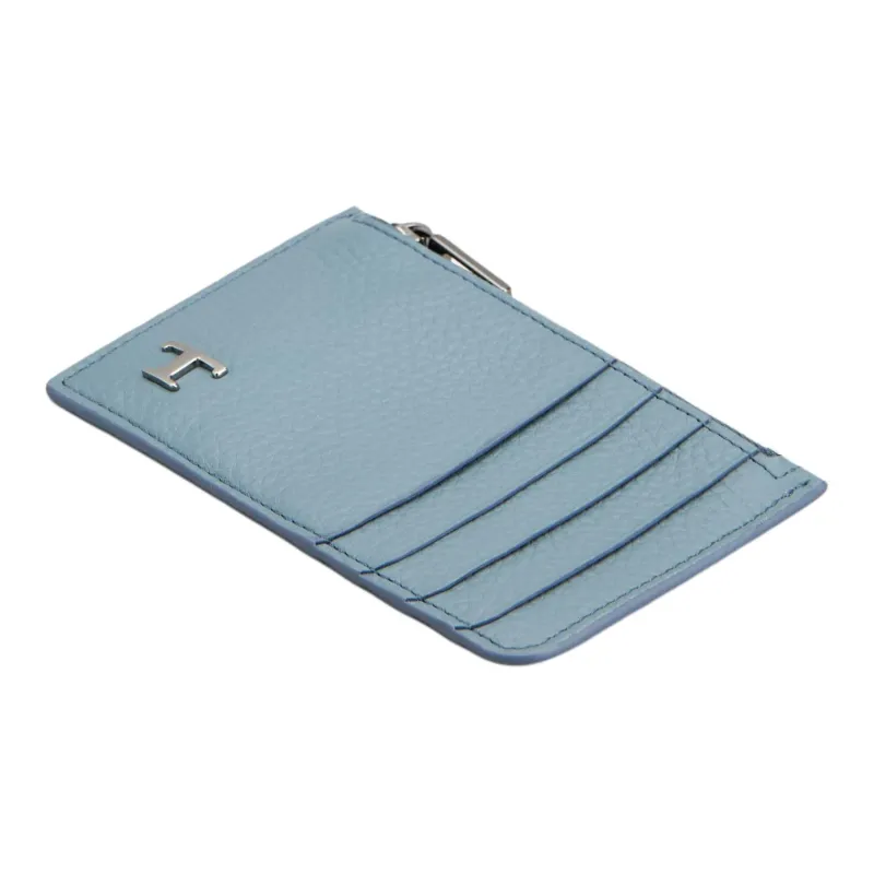 TOD'S Timeless Calfskin Card Holder Men's Light Blue-1