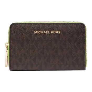 MICHAEL KORS Polyvinyl Chloride Coin Purse Handbag Small Size Women's Brown & Green