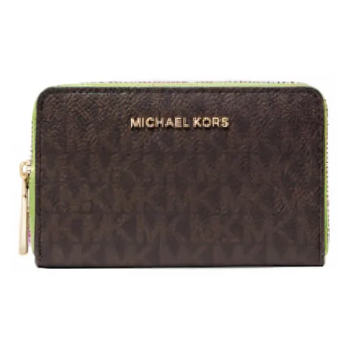 MICHAEL KORS Polyvinyl Chloride Coin Purse Handbag Small Size Women's Brown & Green
