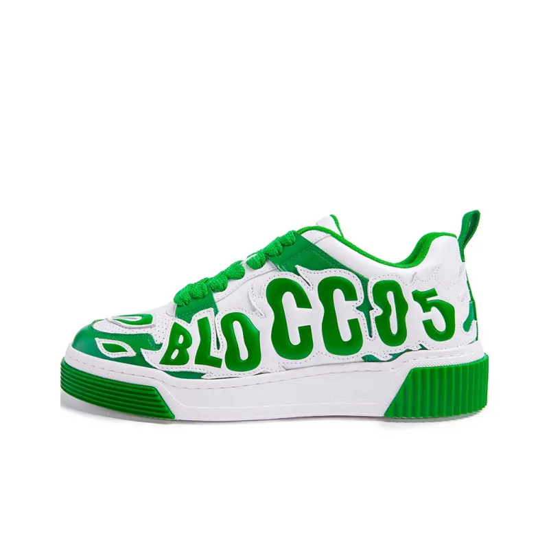 BLOCCO5 Low-Top Skateboard Shoes Unisex Green White-0