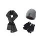 Knit Scarf+Gray Knitted Hat+Black Glove