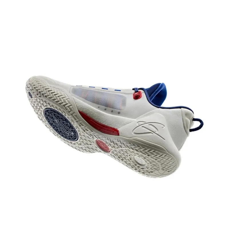 Anta GH4 Breathable Lightweight Low Top Basketball Shoes Men's White Blue-4