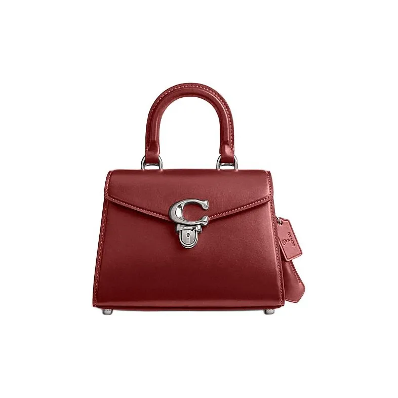 COACH Sammy Calfskin Handbag Trumpets Women's Burgundy-0