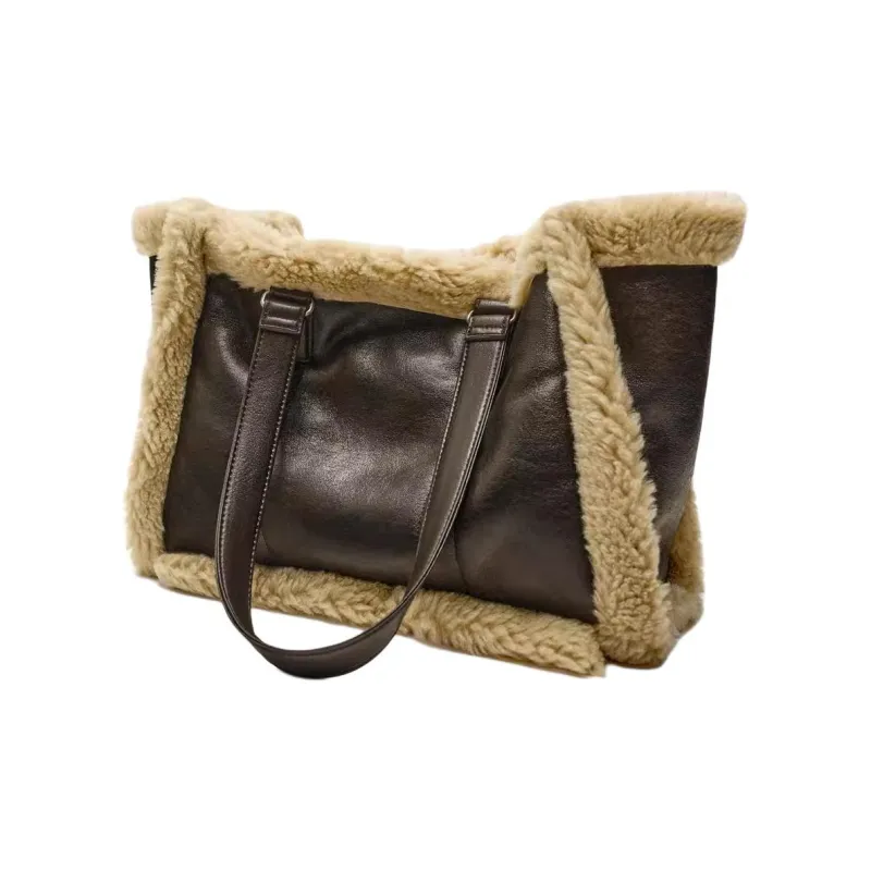 ZARA Polyester Tote Bag Shopping Bag Handbag Shoulder Bag Women's Brown-2