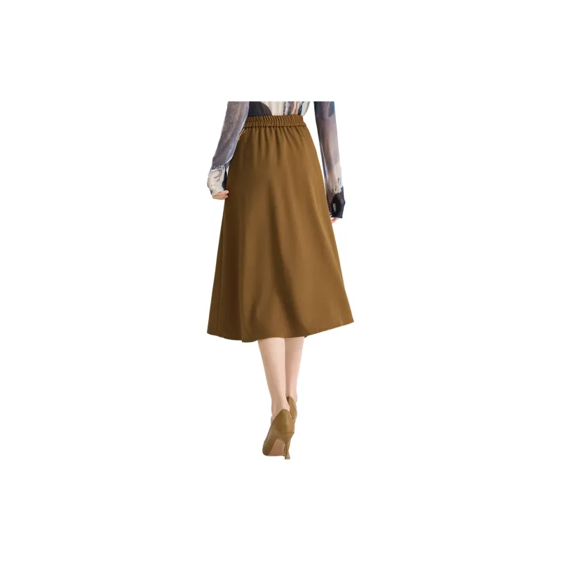 SMEN Casual Long Skirts Women's Coffee-1