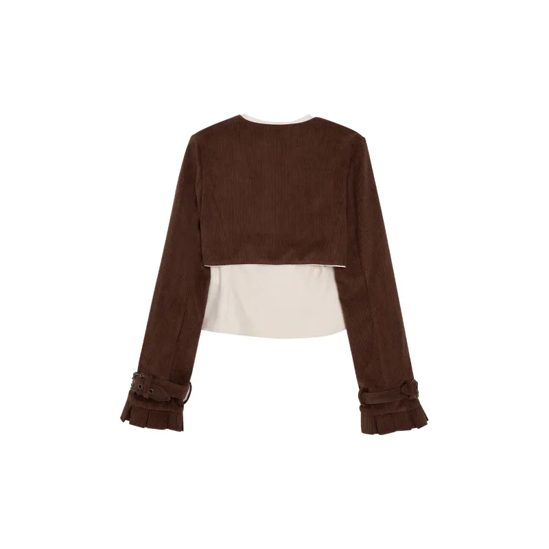 LALAJK Swiss Fall Peter Pan Collar Shirt Skirt Maillard Style Skirt Set Women's-1