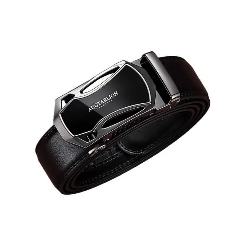 AUGTARLION Business Luxe Automatic Buckle Leather Belts Men's Black 3.5cm-2