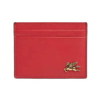 ETRO Cow Leather Card Holder Women's Red